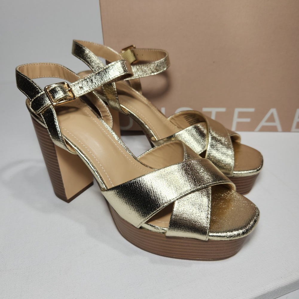 Just Fab Tina Crossover Womens Gold Sandals Size 8